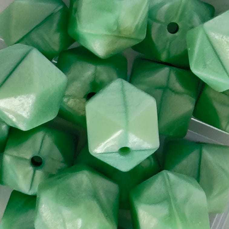 Spearmint Swirl Solid Silicone Bead