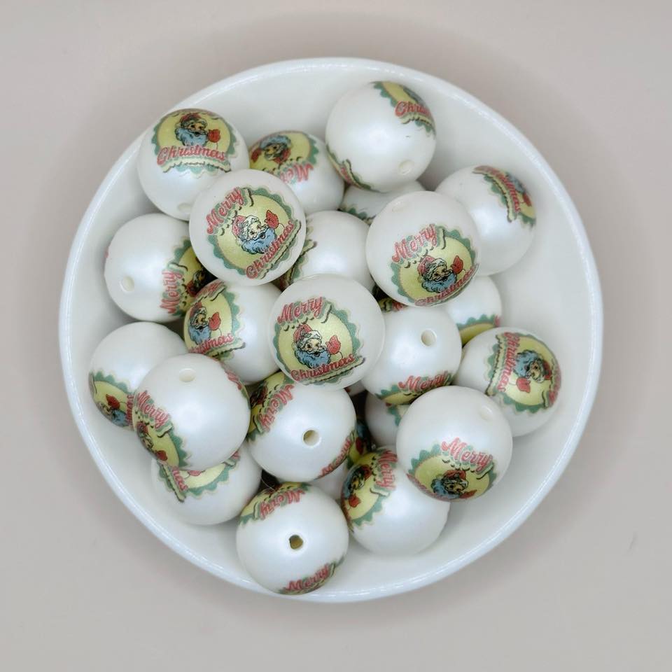20mm Merry Christmas Acrylic Bead
