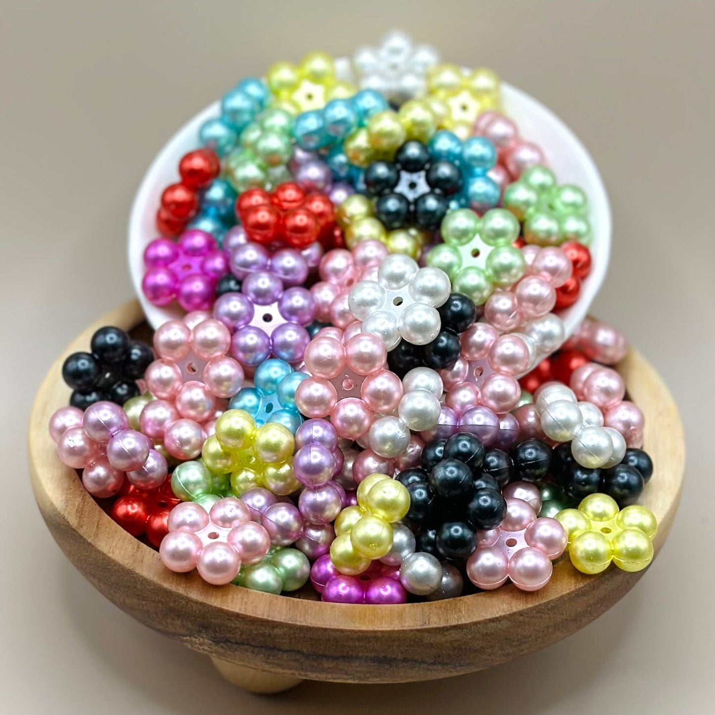20mm Bright Colorful Pinwheel Pearl Acrylic Beads