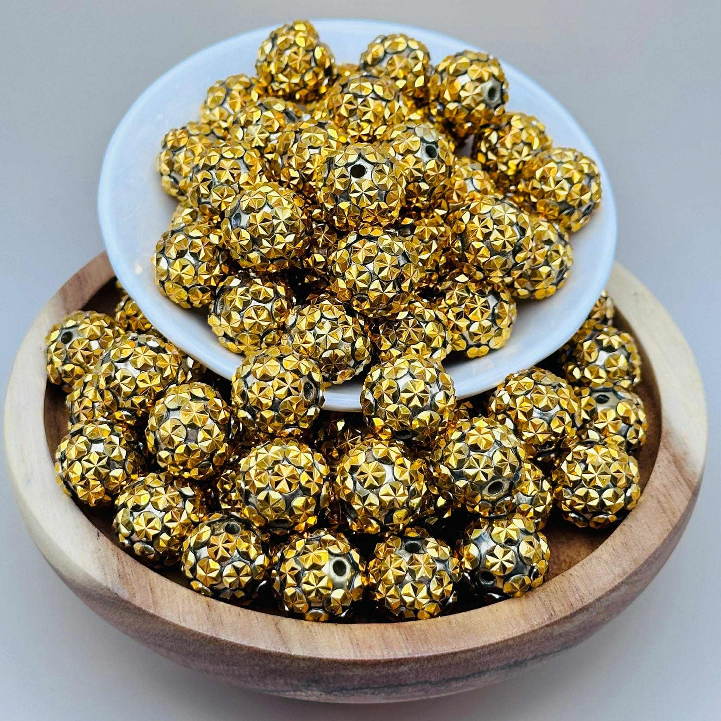 16mm Gimme Gold Rhinestone Acrylic Beads