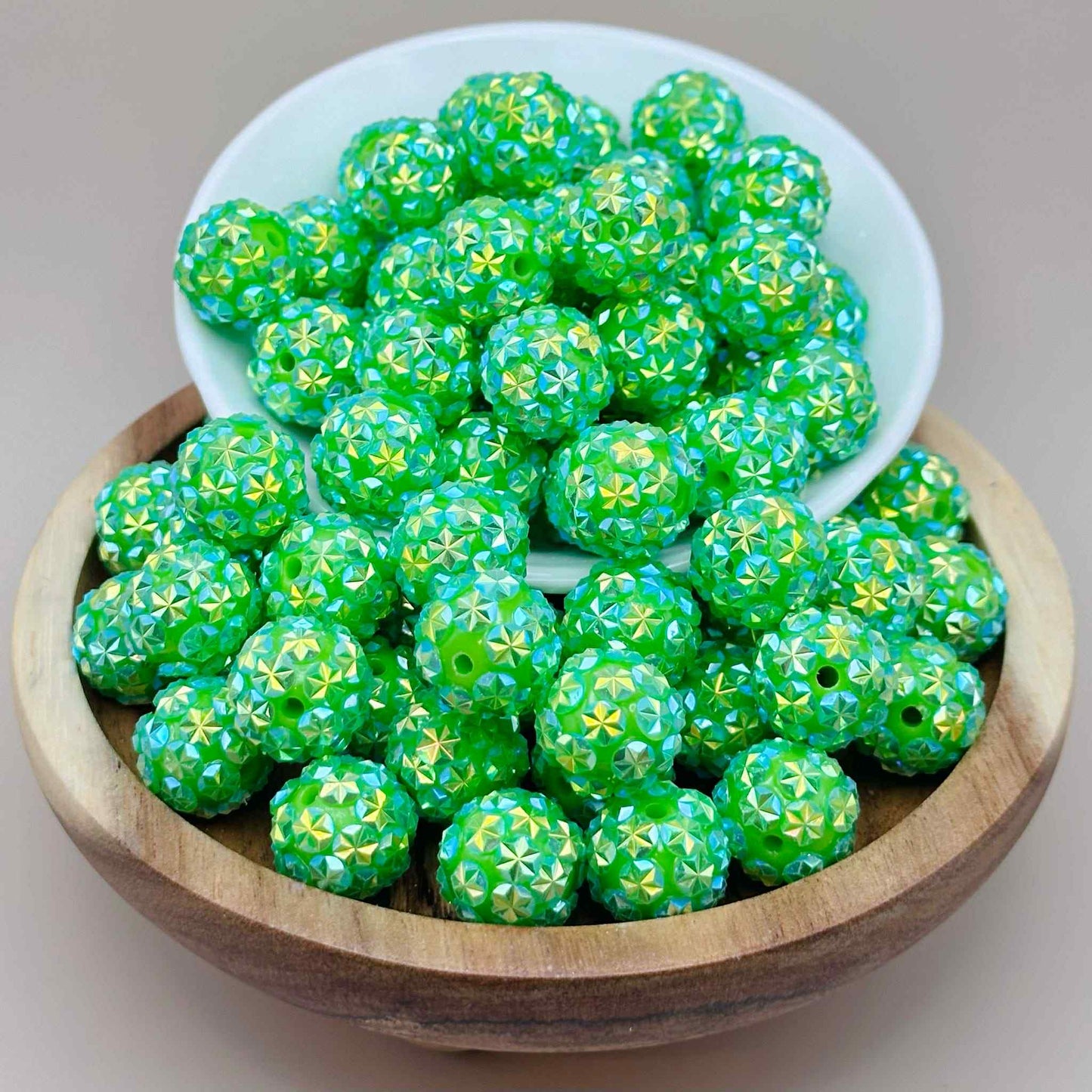 16mm Radioactive Green Rhinestone Acrylic Beads