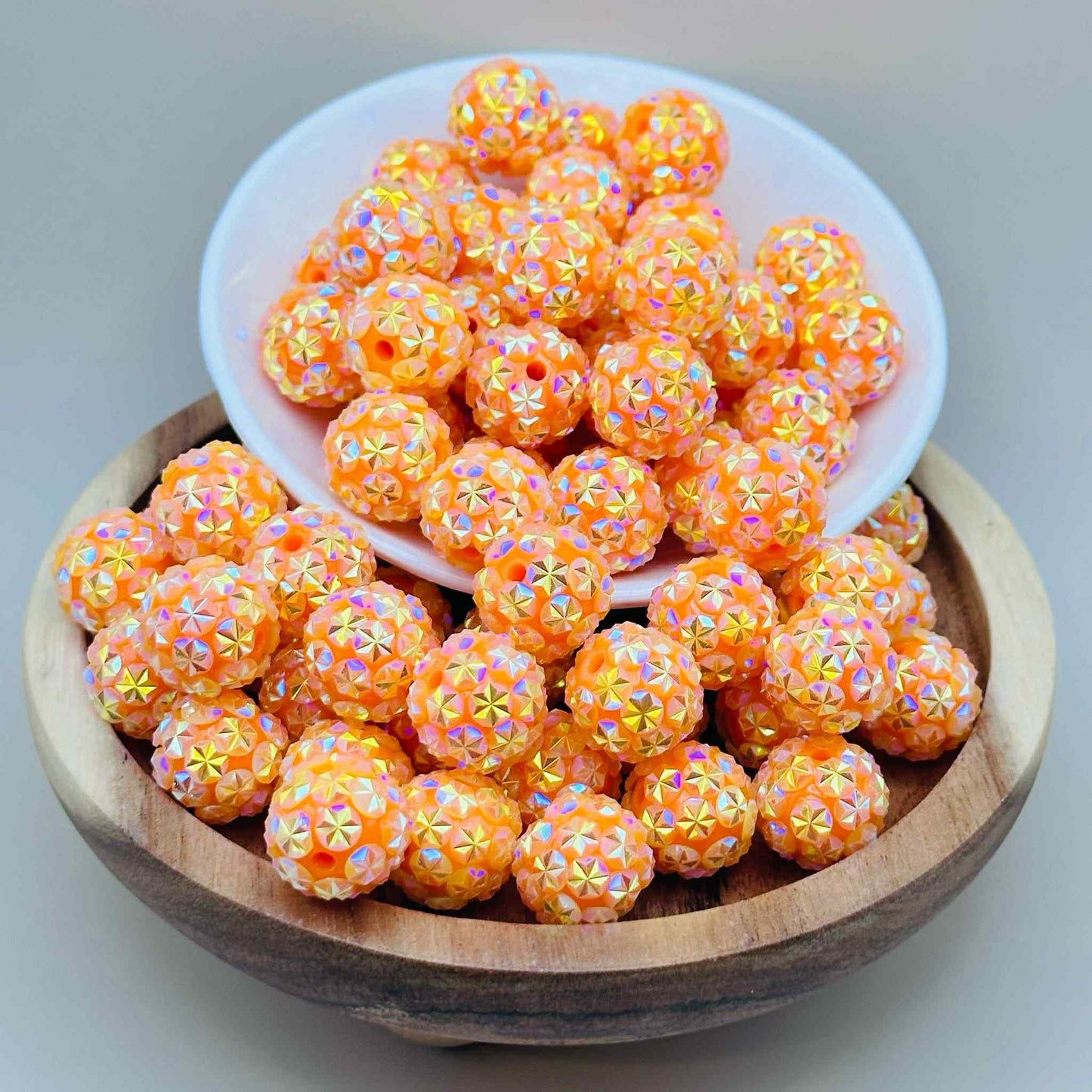 16mm Neon Orange Rhinestone Acrylic Beads