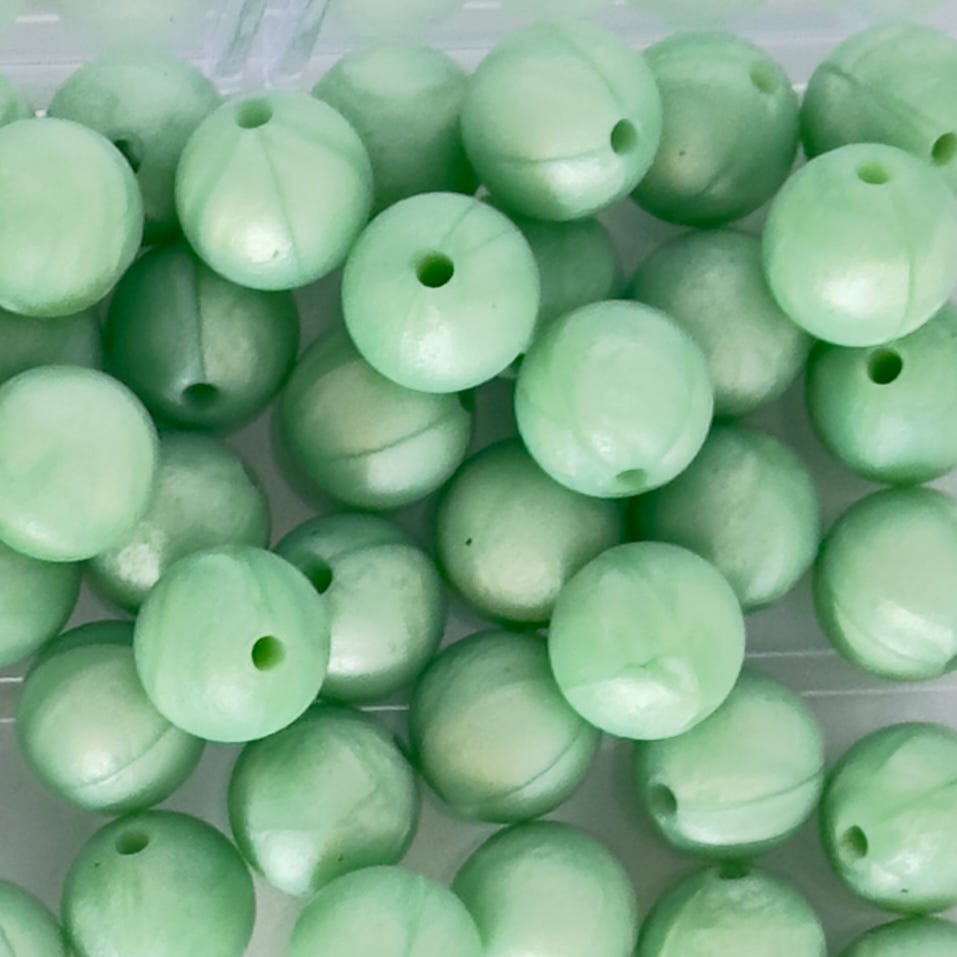 Spearmint Swirl Solid Silicone Bead