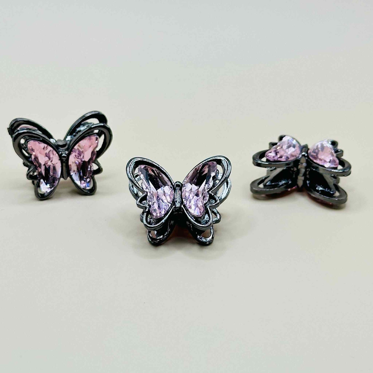 10mm Gunmetal Pink Metal Gemstone Butterfly
