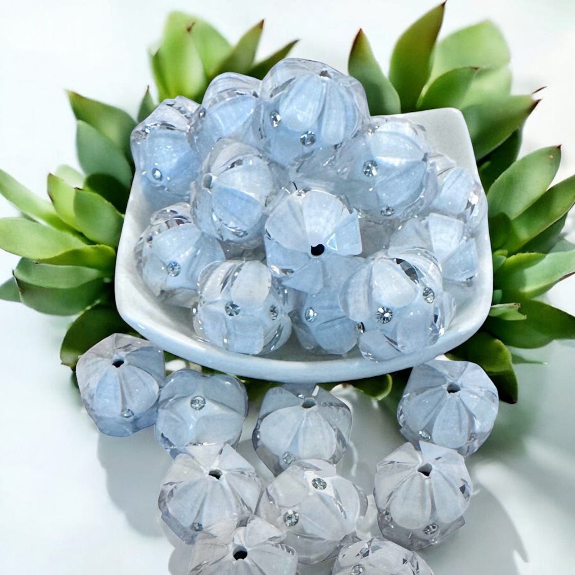16mm White Fancy Bead