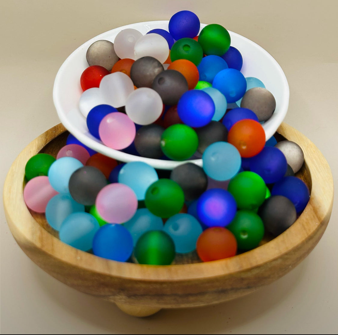 12mm Rainbow Matte Acrylic Beads