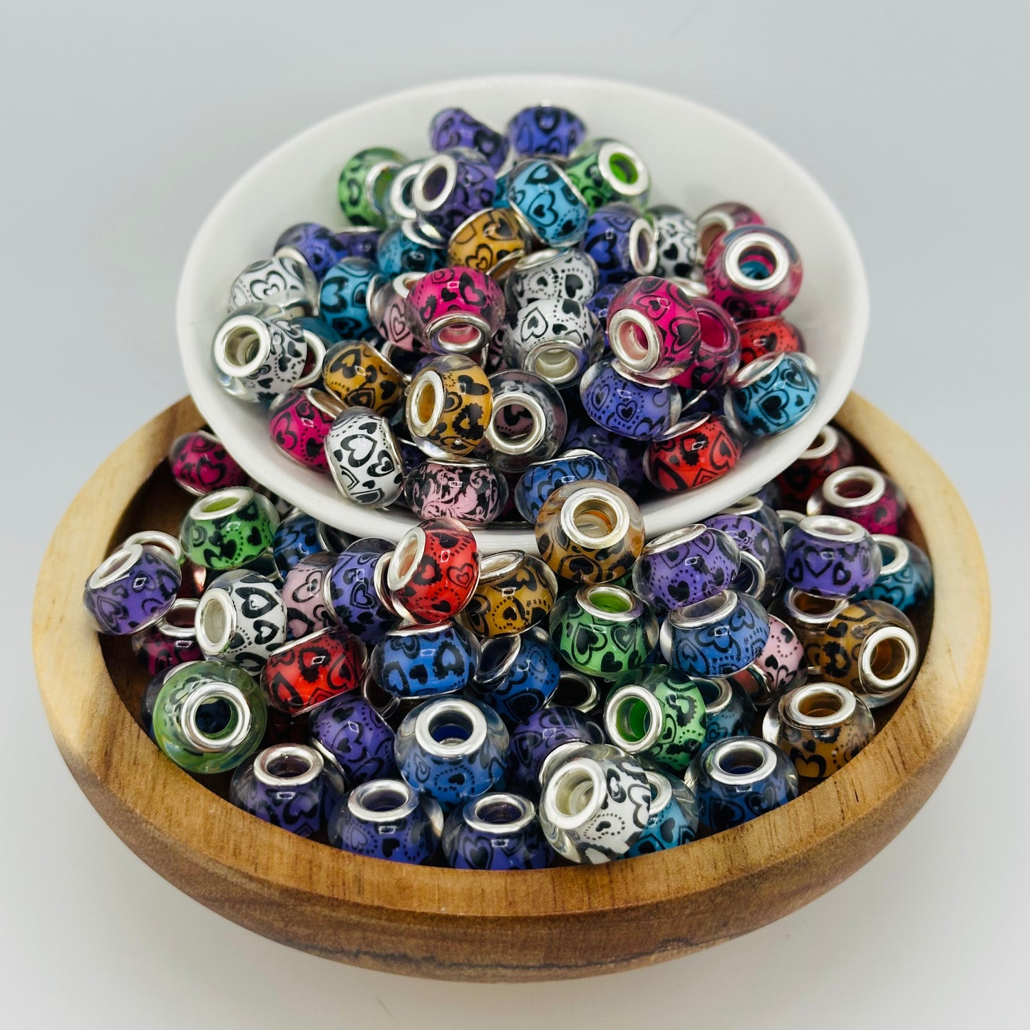 14mm Colorful Hearts Acrylic Abacus Spacer