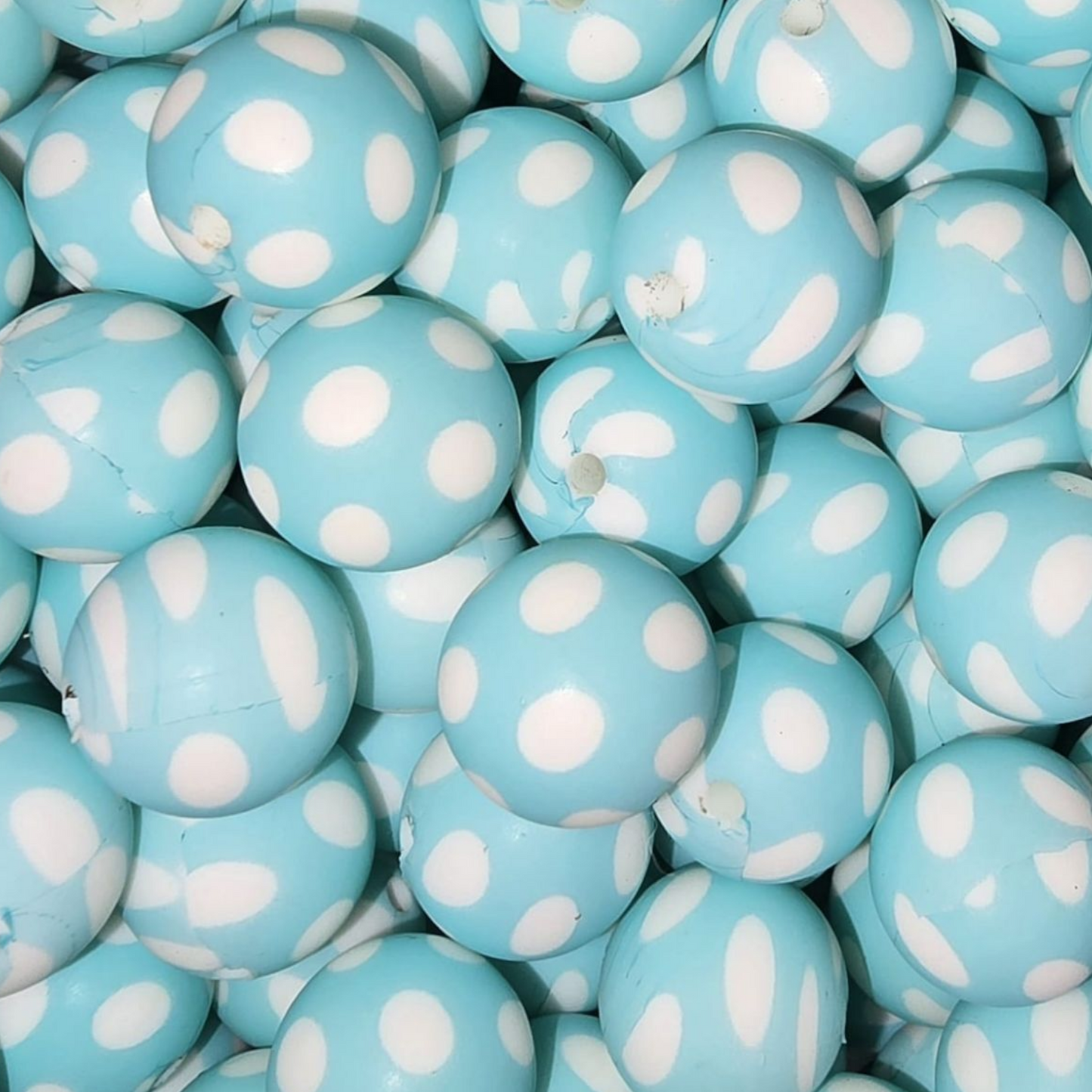 15mm Sky Blue Polka Dot Silicone Bead