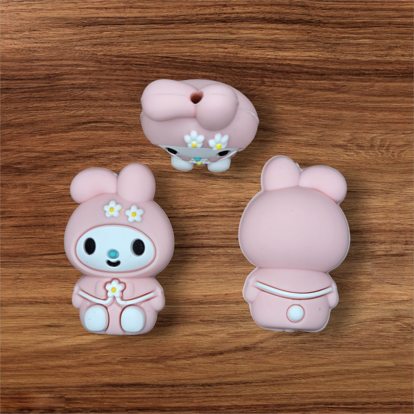 3D Pink Kawaii Bunny Focal Bead