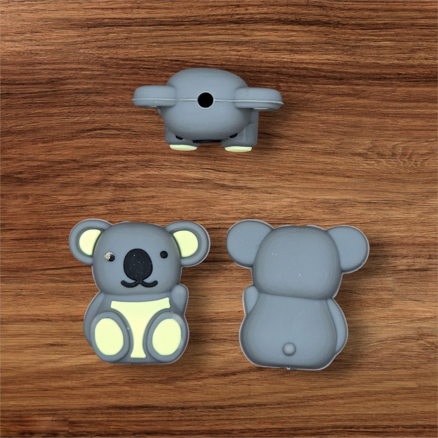 3D Gray Koala Focal Bead