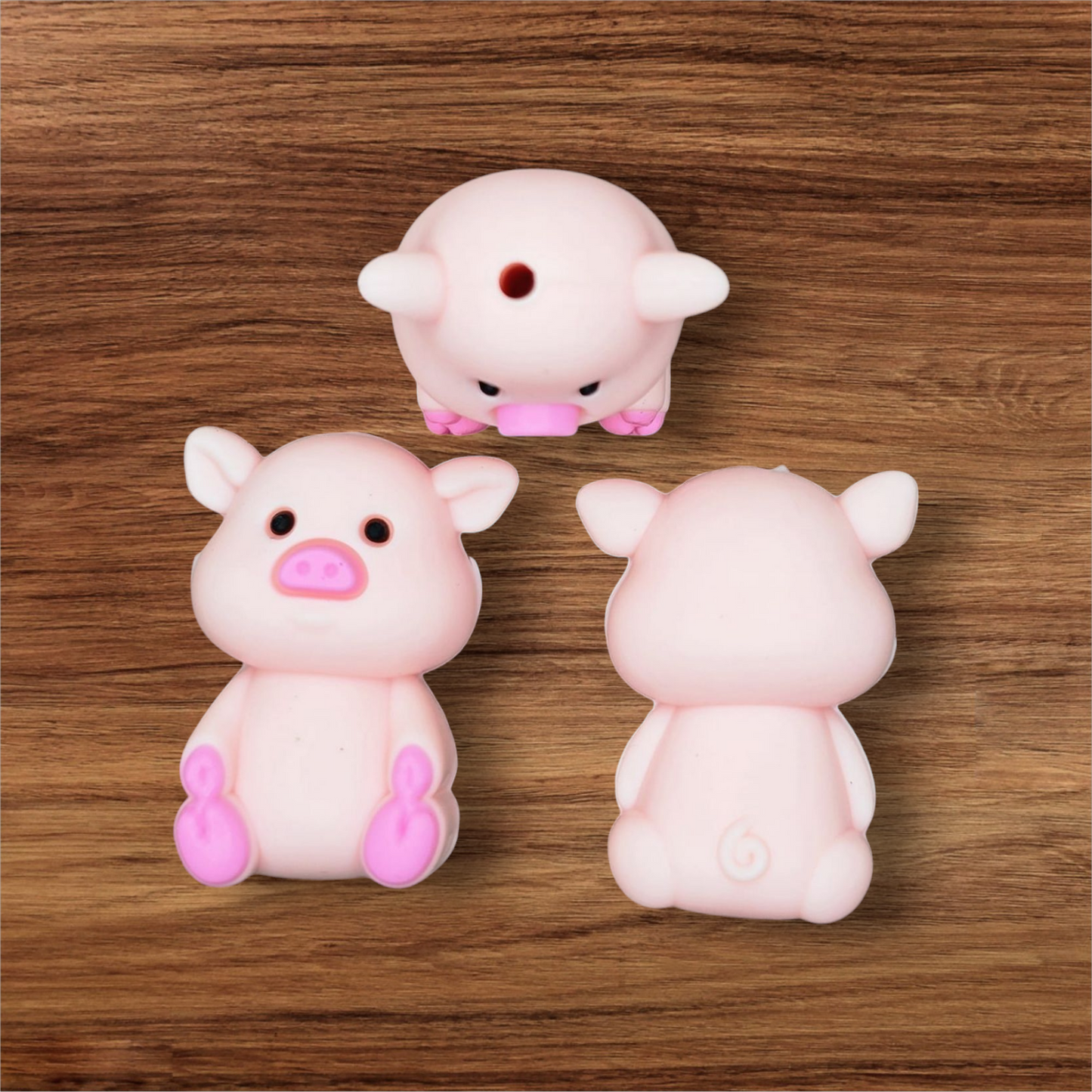 3D Pink Piggy Focal Bead