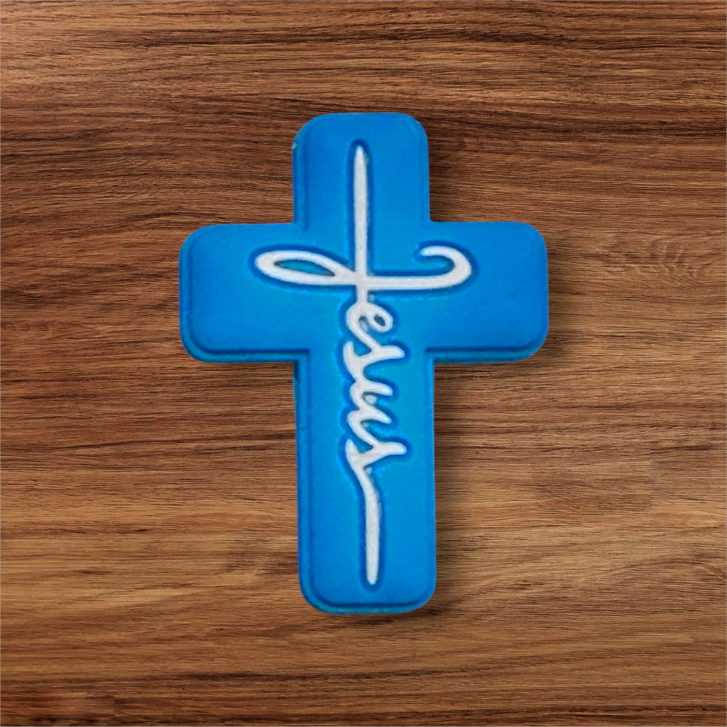 Blue Jesus Cross Focal Bead