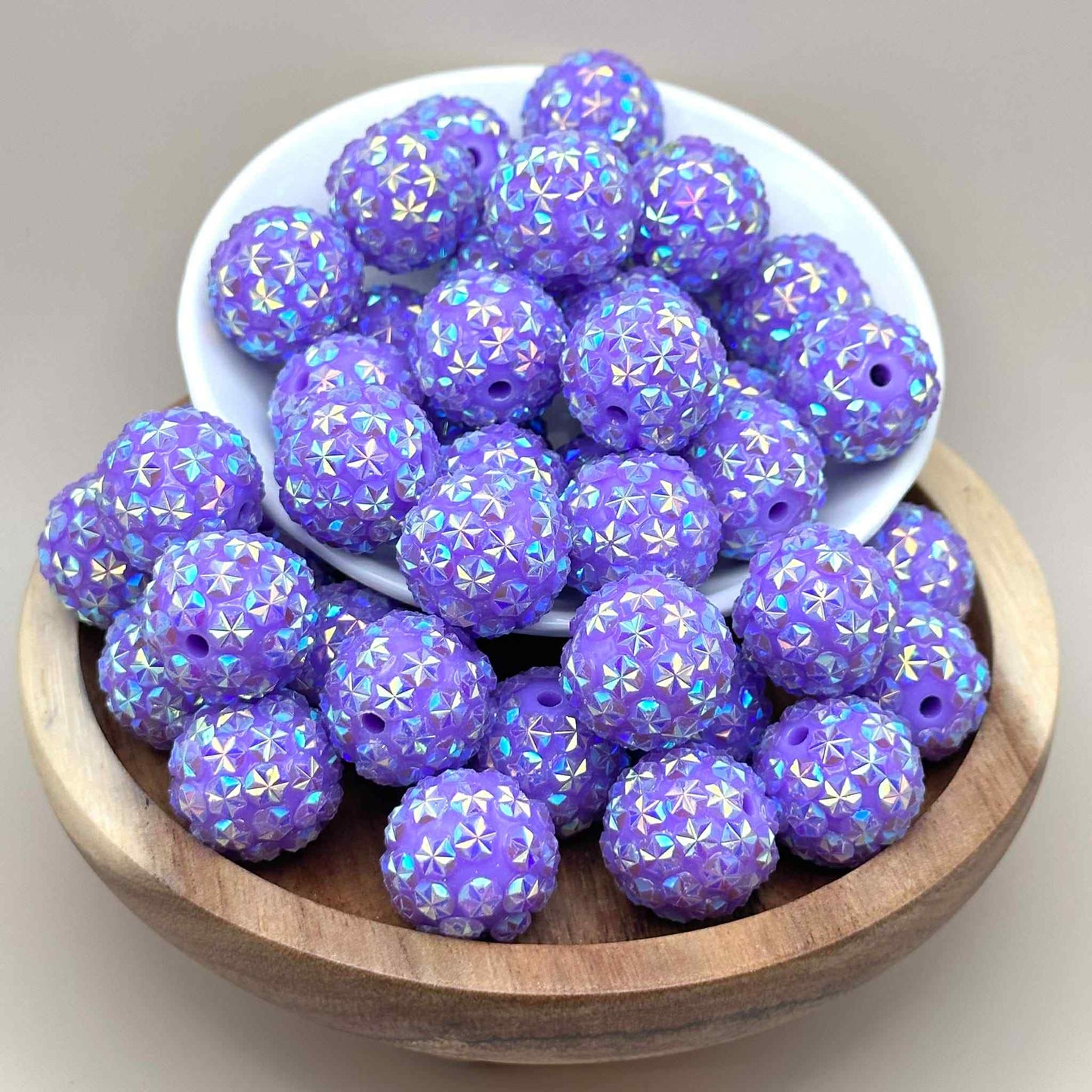 20mm Lavender Haze Rhinestone Acrylic Beads