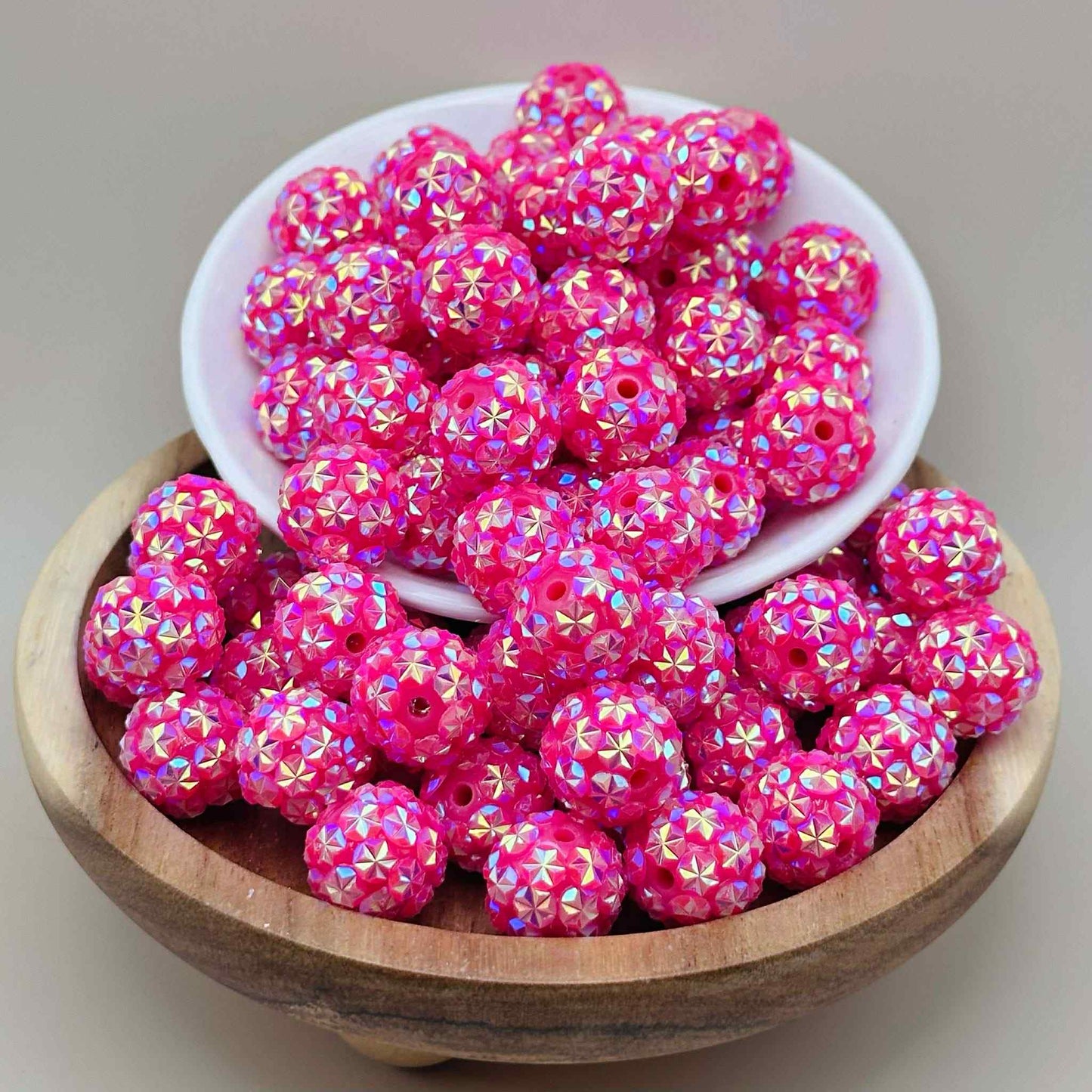 16mm Pretty In Pink Rhinestone Acrylic Beads