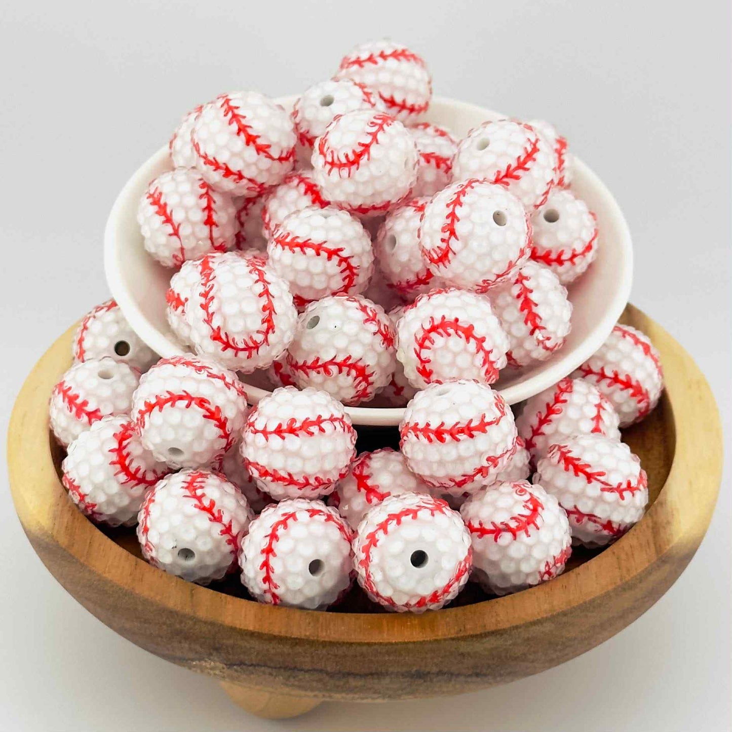 20mm Baseball Rhinestone Acrylic Beads