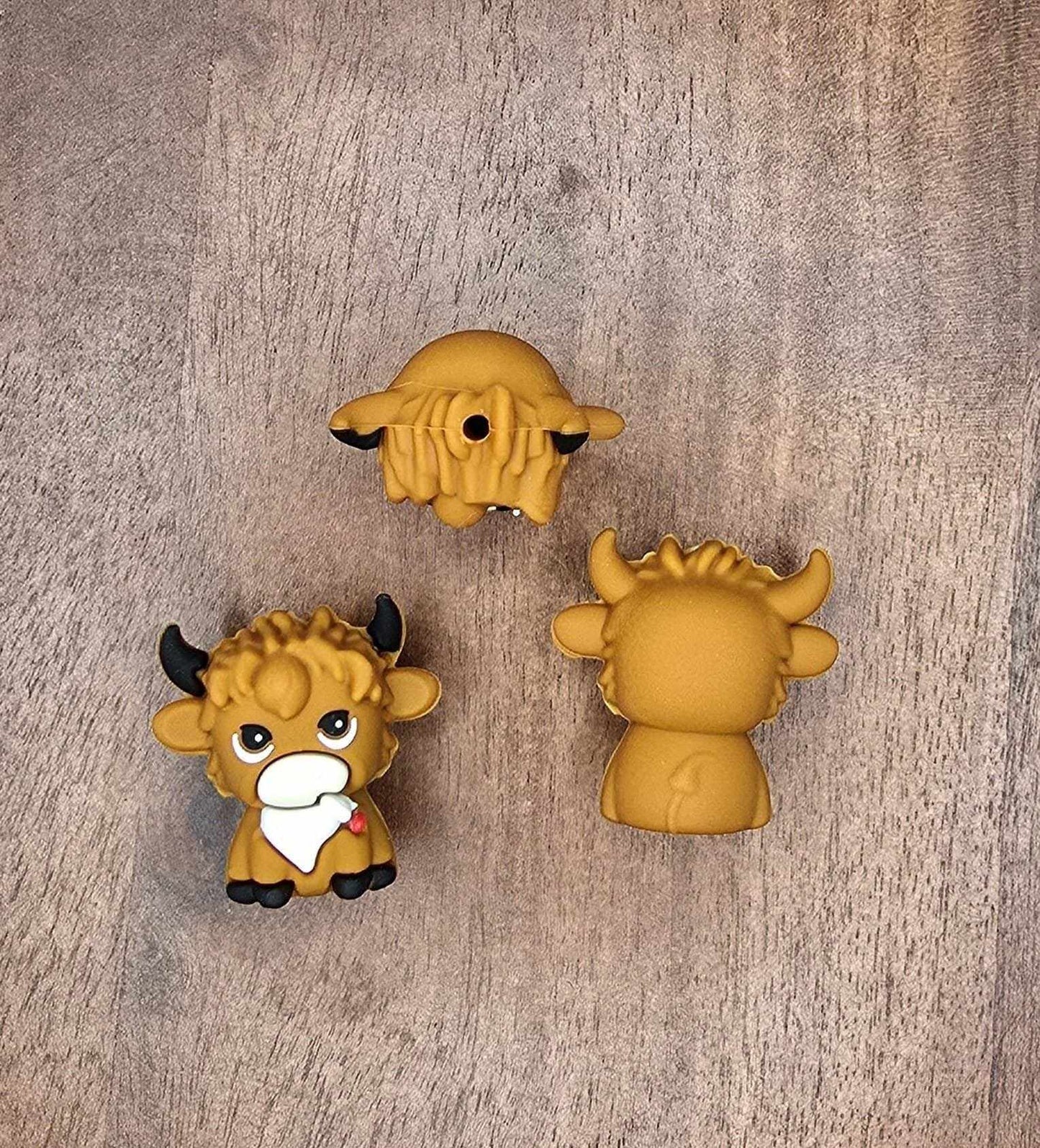 3D Brown Highland Cow Focal bead