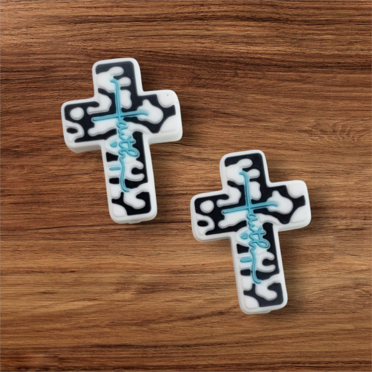 Cow Print Faith Cross Focal Bead