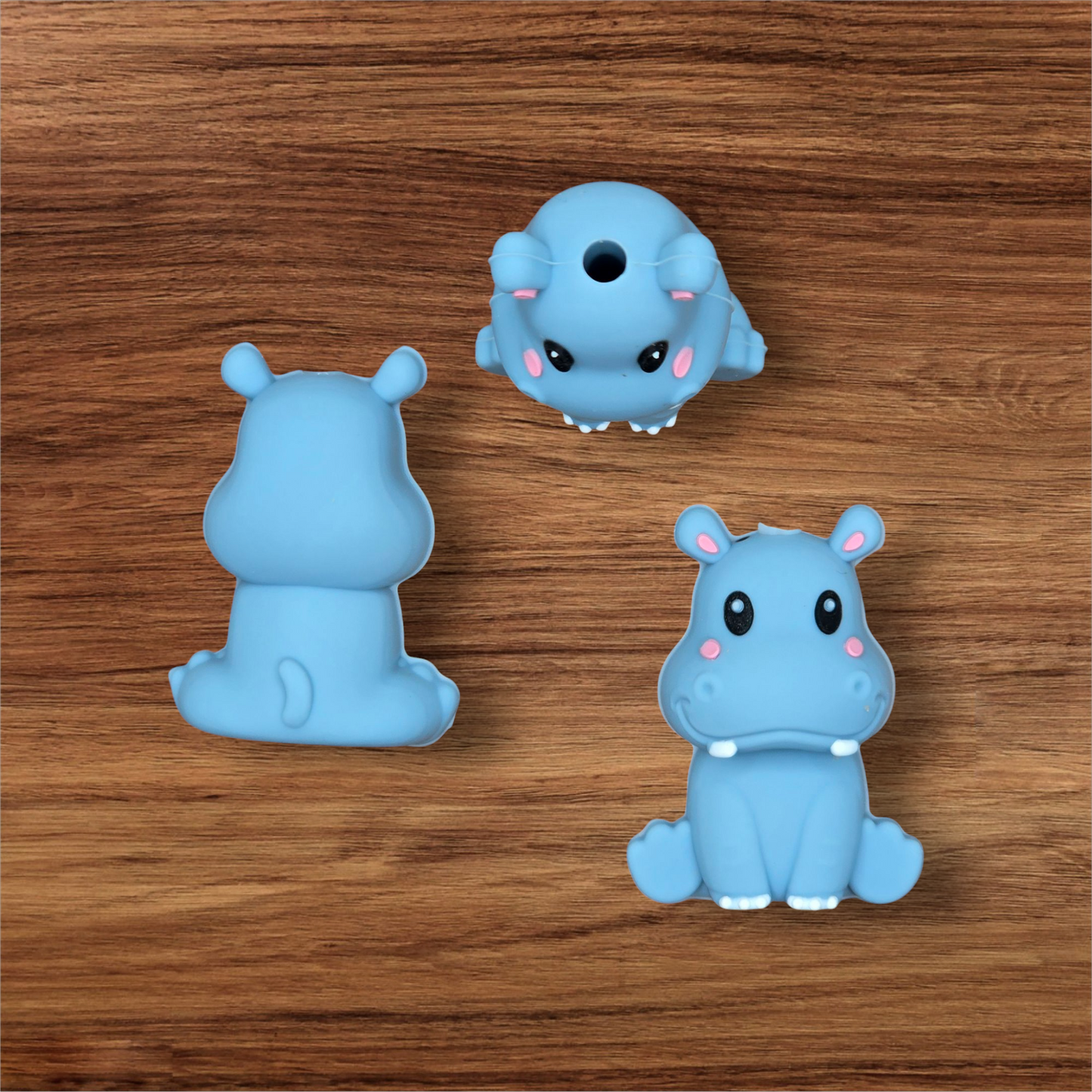 3D Blue Hippo Focal Bead