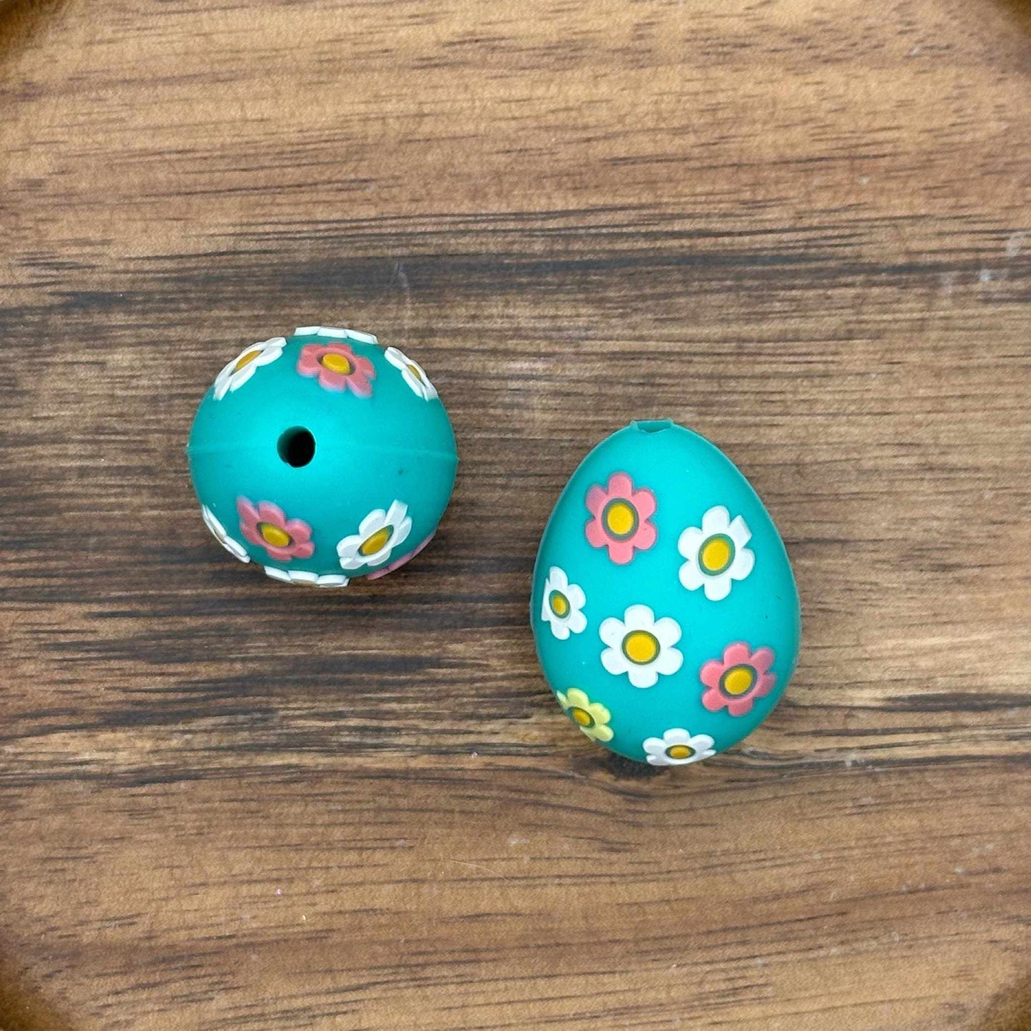 3D Teal Easter Egg Focal Bead