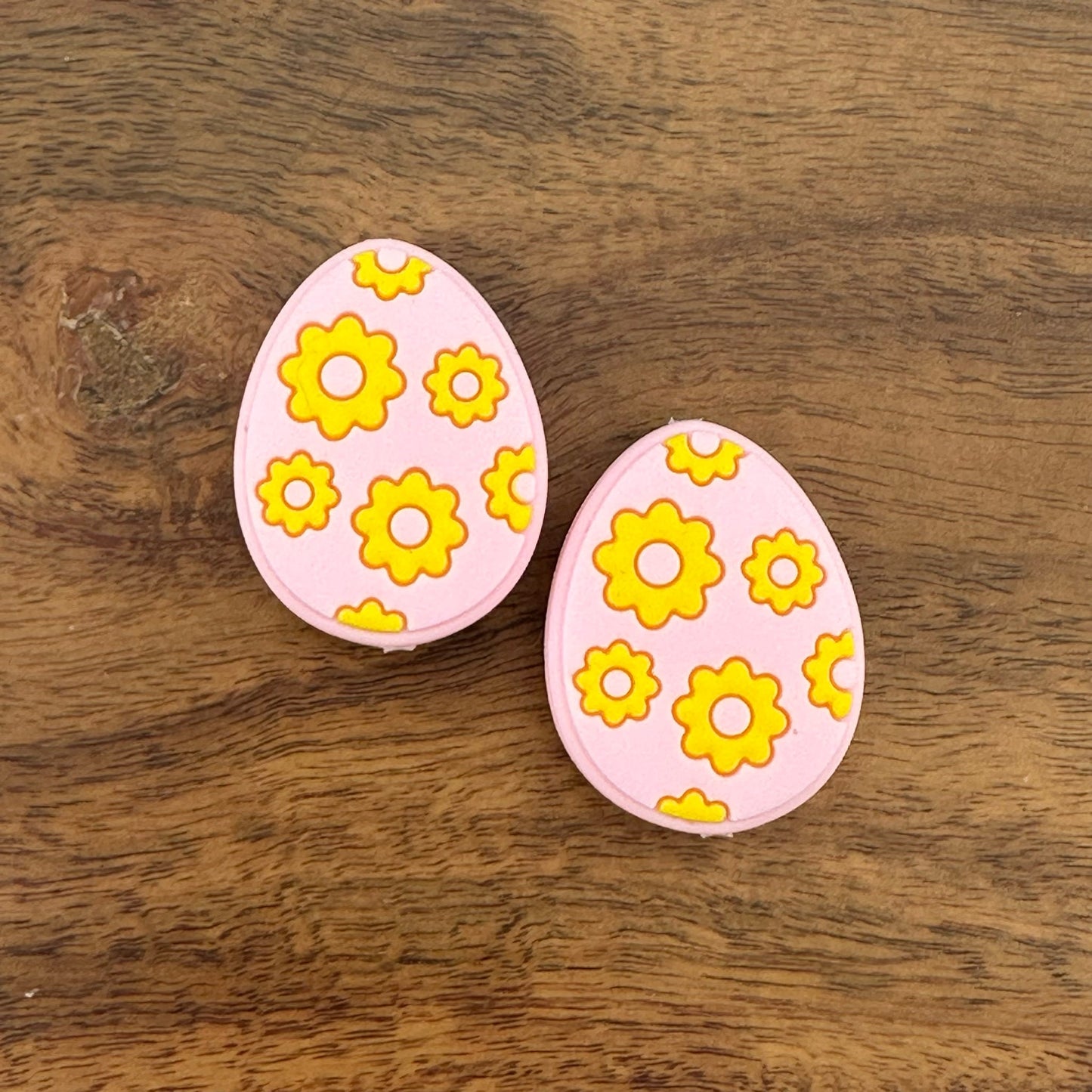 Pink Flower Egg Focal Bead