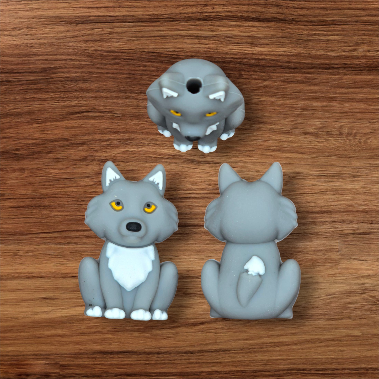 3D Gray Wolf Focal Bead