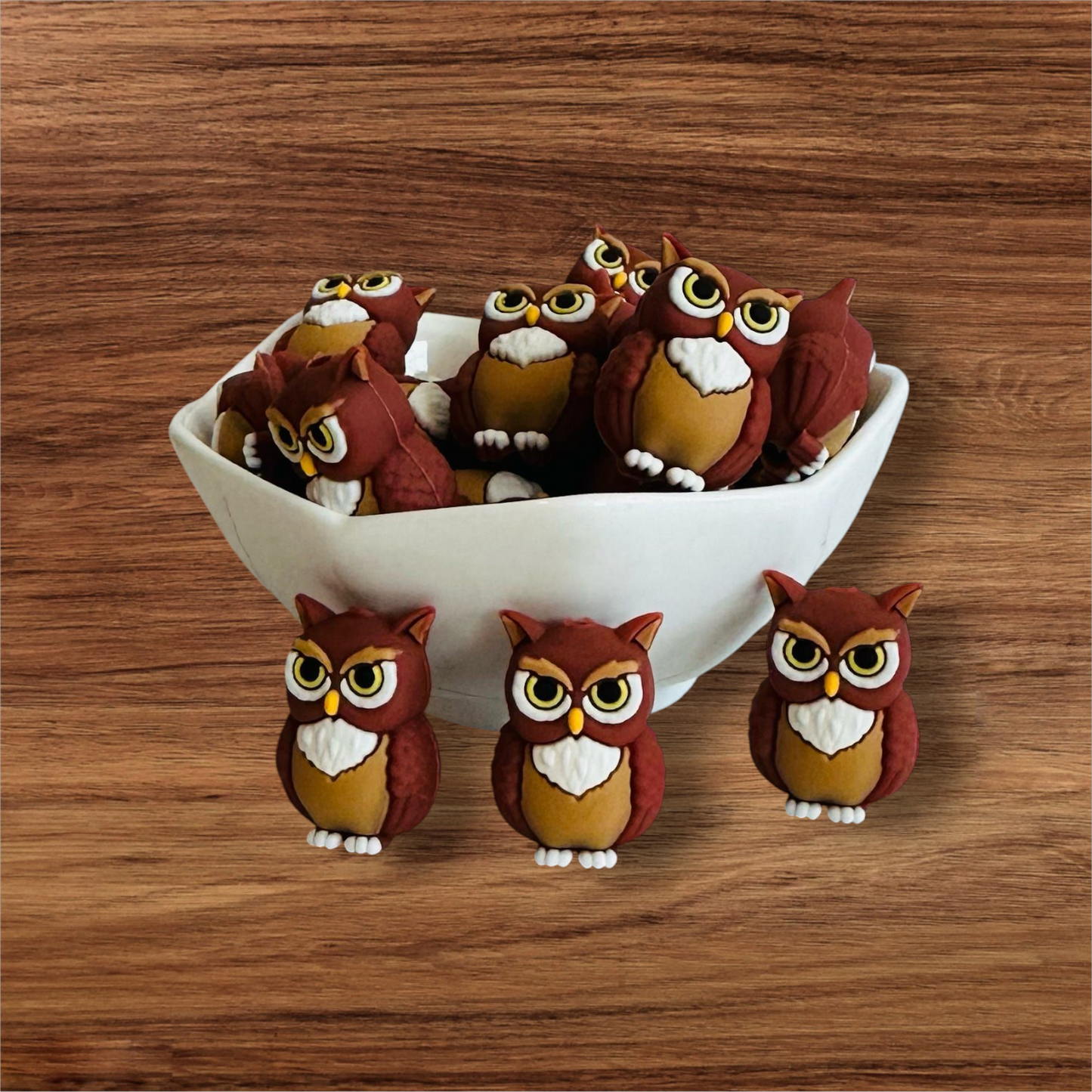 3D Brown Owl Focal Bead