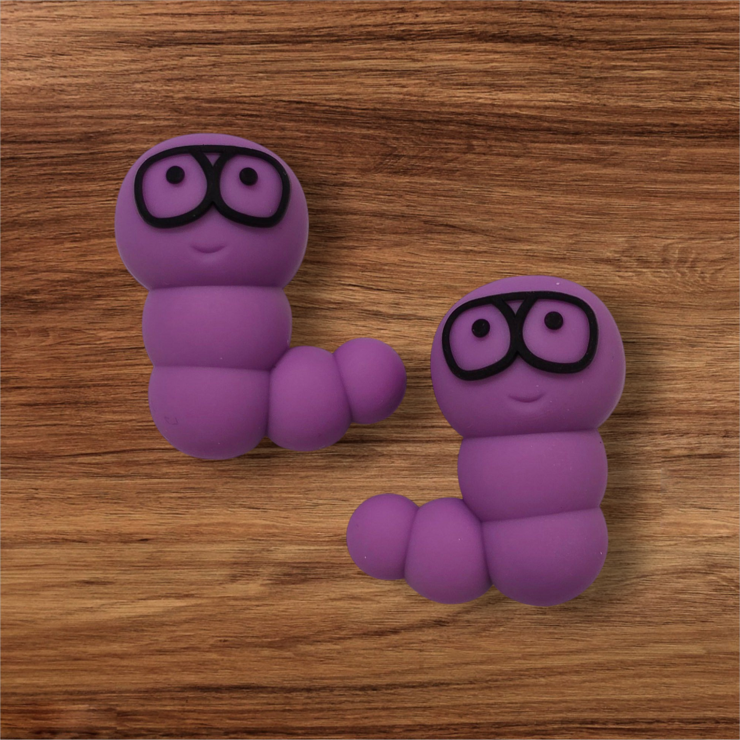 3D Purple Bookworm Focal Bead