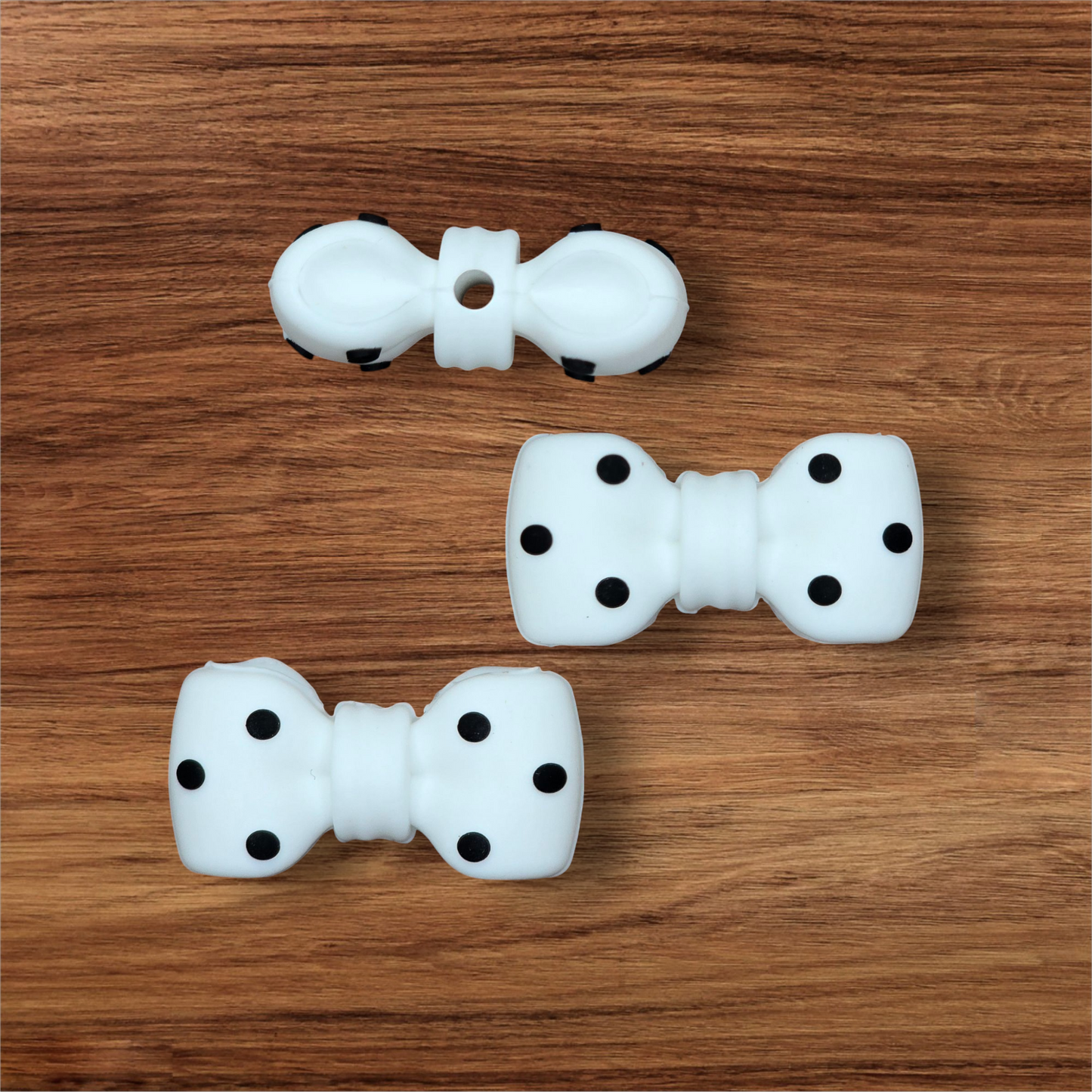 3D Black and White Polka Dot Bow Focal Bead