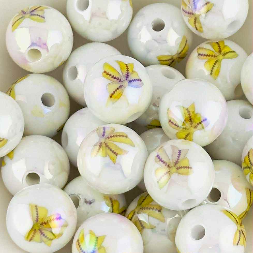16mm Printed Softball Acrylic Beads