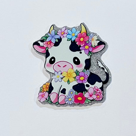 Floral Cow Flatback