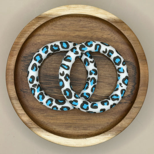 65mm Black and Blue Animal Print Silicone Ring