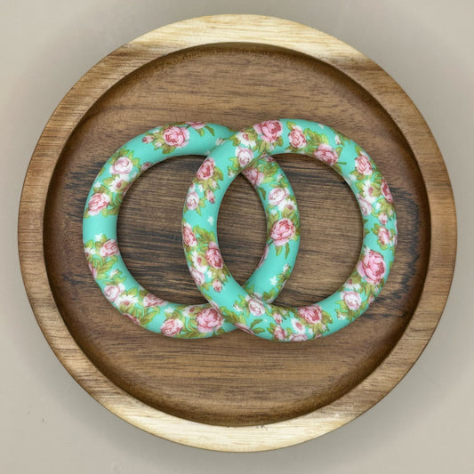 65mm Flowers on Mint Silicone Ring