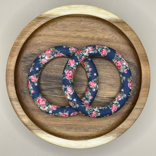 65mm Navy Blue Floral Silicone Ring