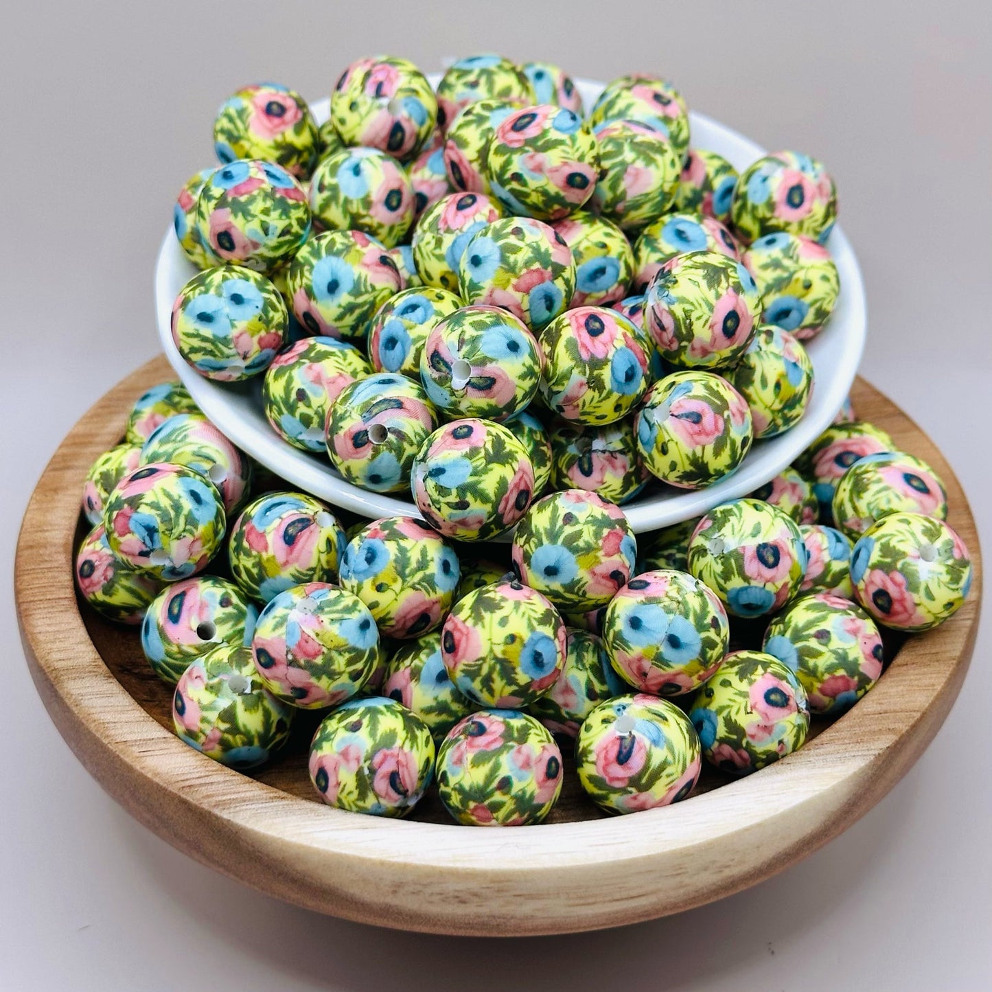 15mm  Pretty Little Flower Silicone Print Bead