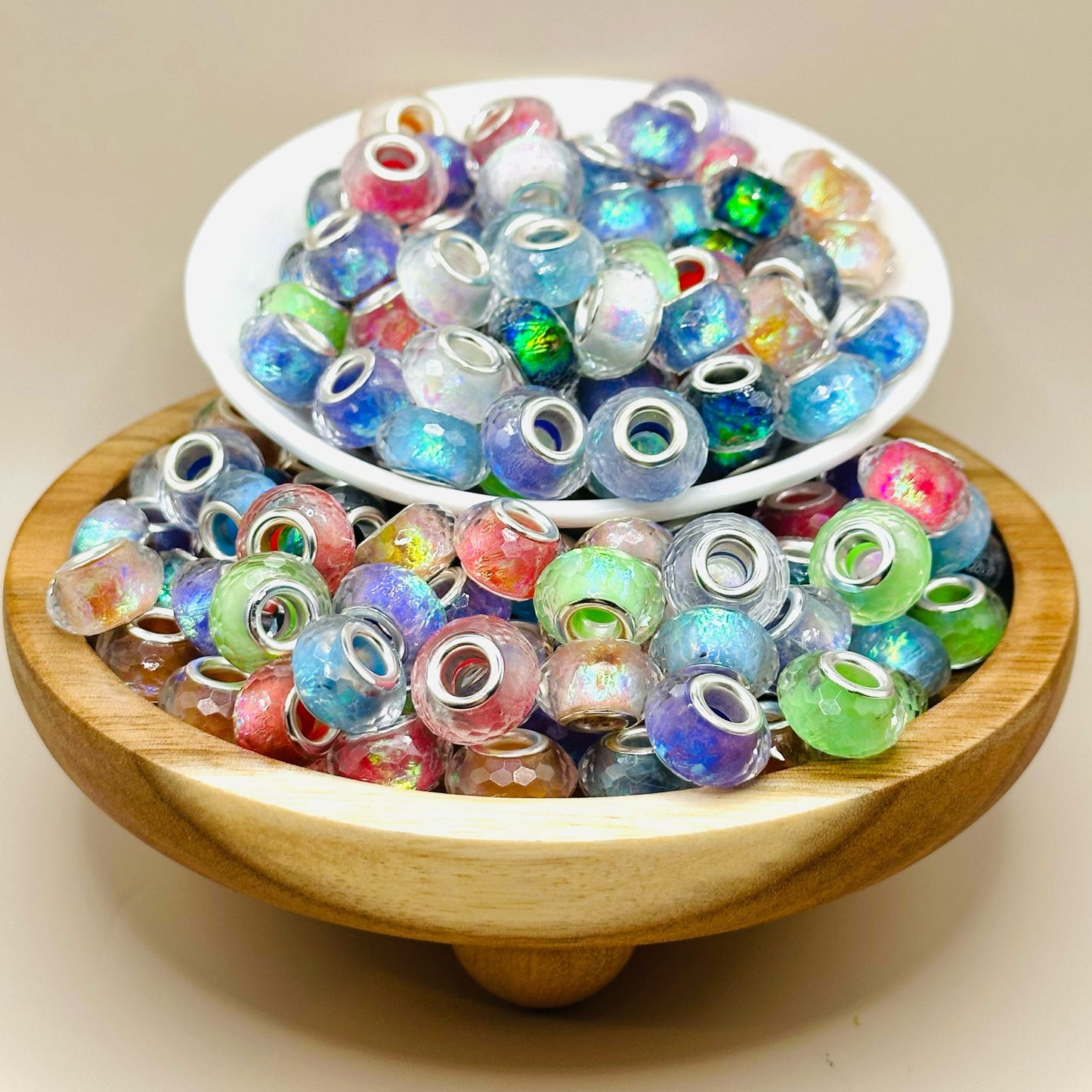 14mm Iridescent Acrylic Abacus Spacer