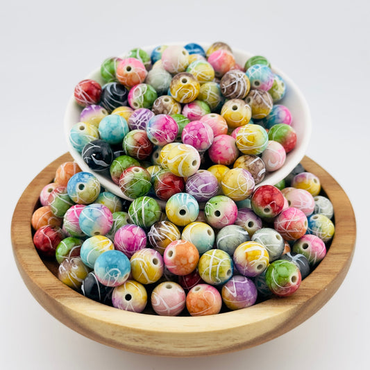 14mm Colorful Swirl Acrylic Beads