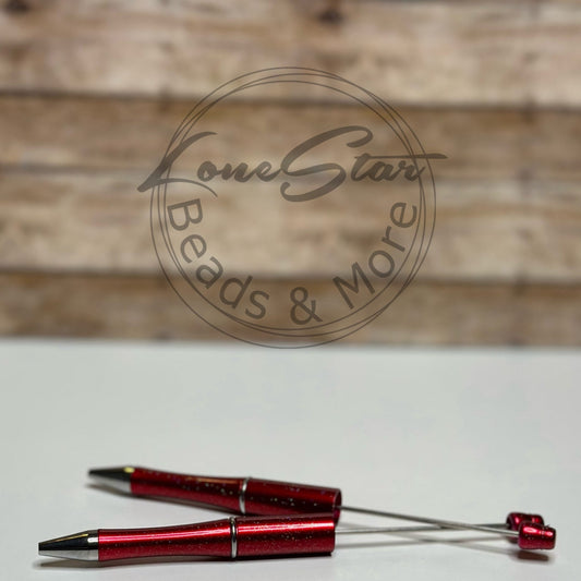 Metallic Red Glitter Beadable Pen