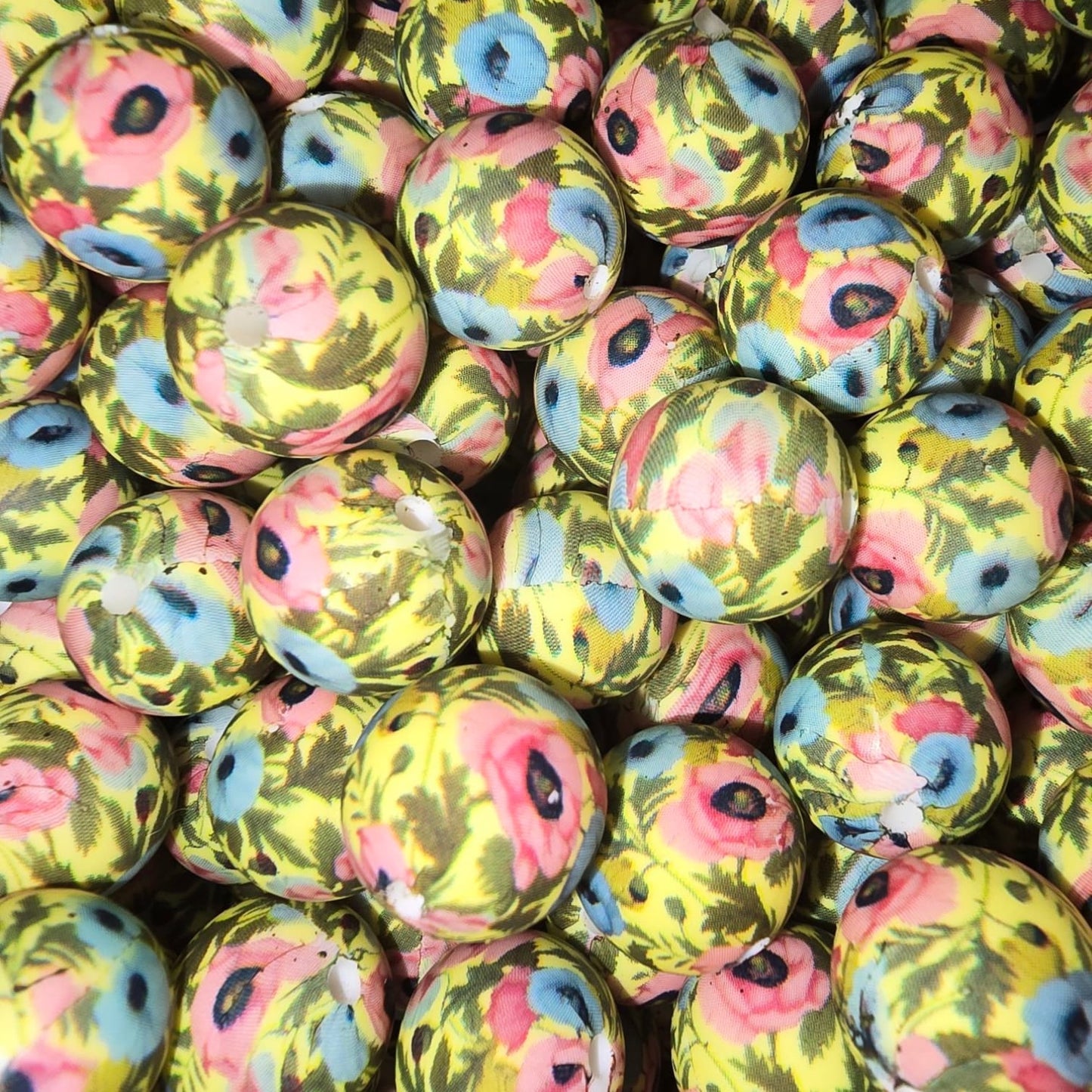 15mm  Pretty Little Flower Silicone Print Bead