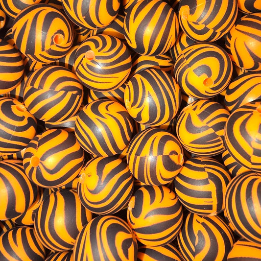 15mm Tiger Print Silicone Bead