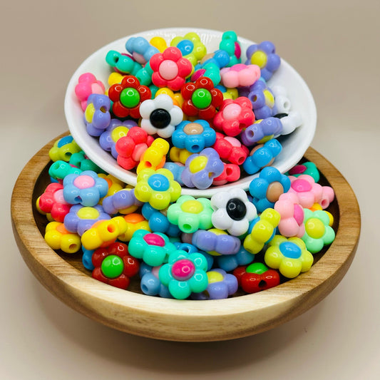 14mm Bright Flower Acrylic Beads