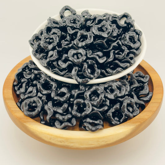 14mm Wavy Black Glossy Spacers