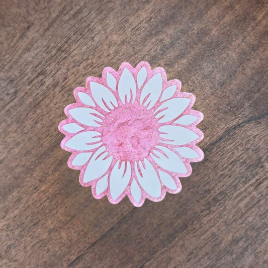 Pink Glitter Daisy Acrylic Flatback