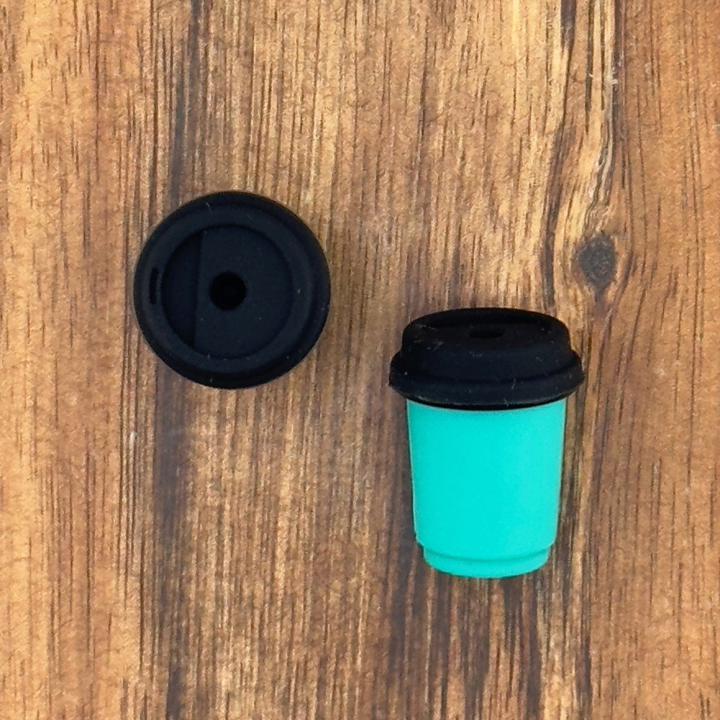 3D Teal Latte Cup Focal Bead