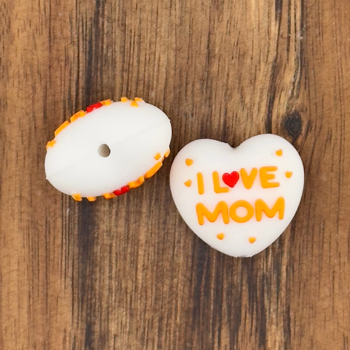 3D I Love Mom Heart Focal Bead