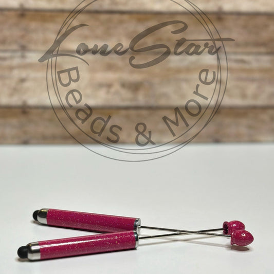Pink Glitter Beadable Stylus
