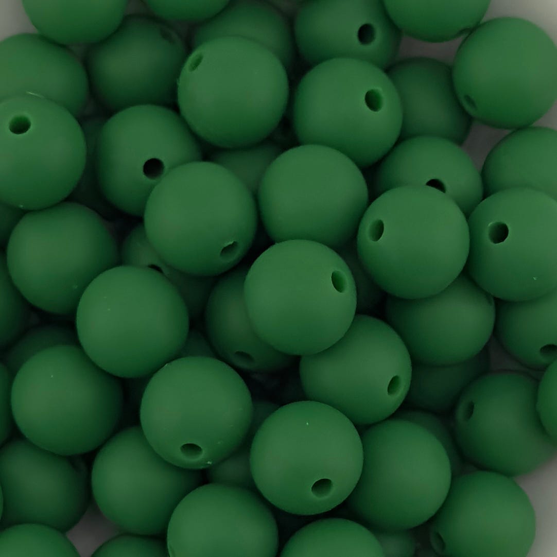 Christmas Green Solid Silicone Bead