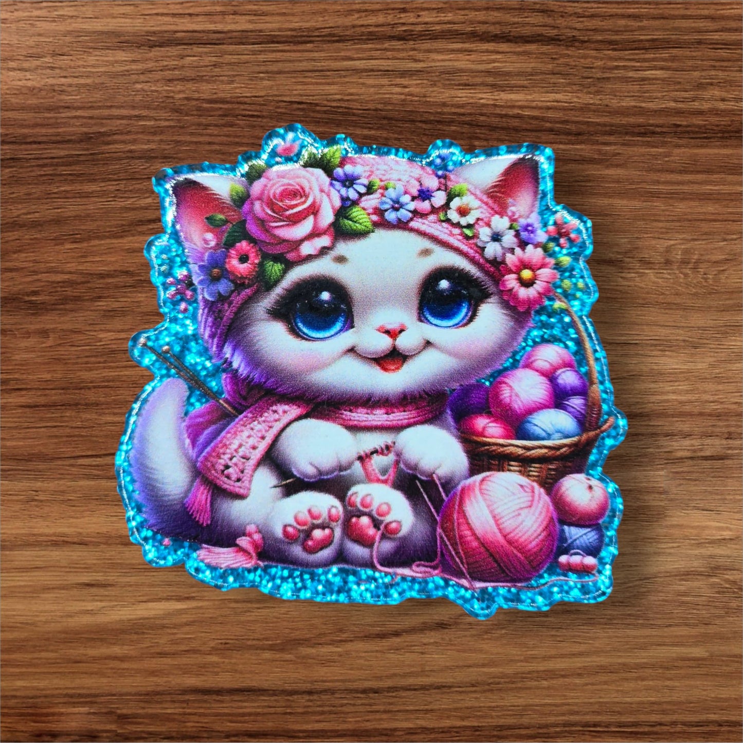 Knitting Kitty Flatback