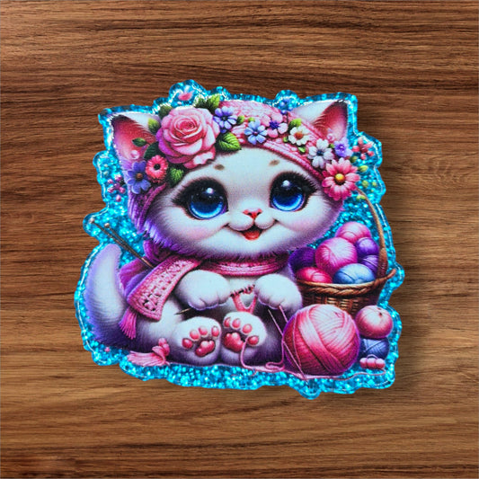 Knitting Kitty Flatback