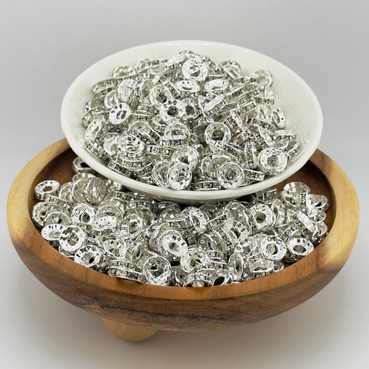 10mm Silver Big Hole Rhinestone Spacer