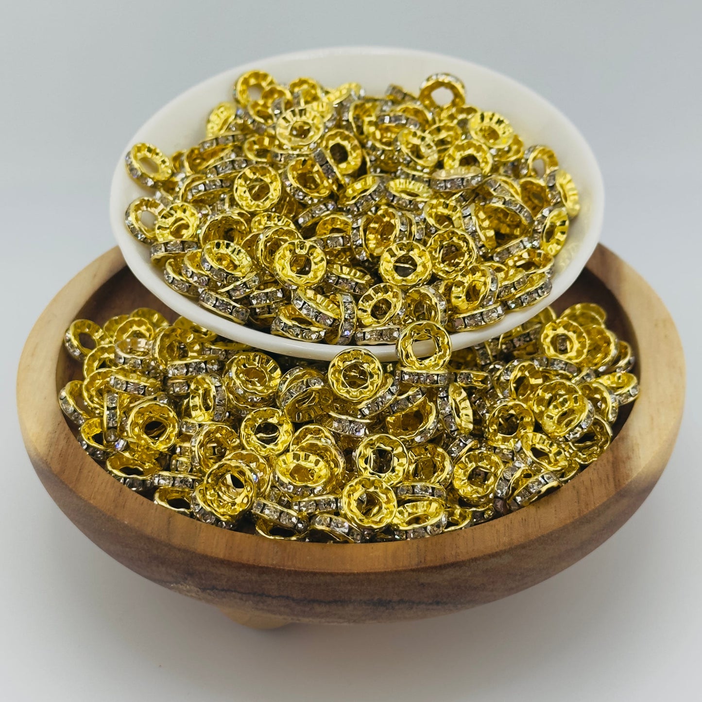 10mm Bright Gold Big Hole Rhinestone Spacer